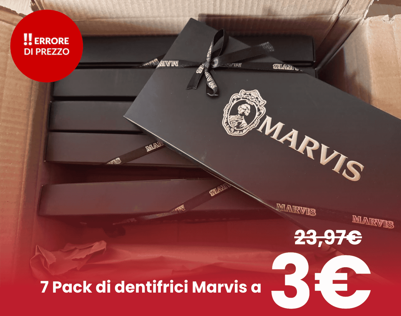 Esempio Errore di Prezzo conegnato - multipacl dentifrici Marvis 3€